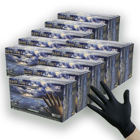 Adenna Disposable Gloves, 9 mil Palm, Nitrile, Powder-Free, L, 1000 PK, Black DLG676